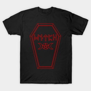 Witch Runes Coffin Red T-Shirt